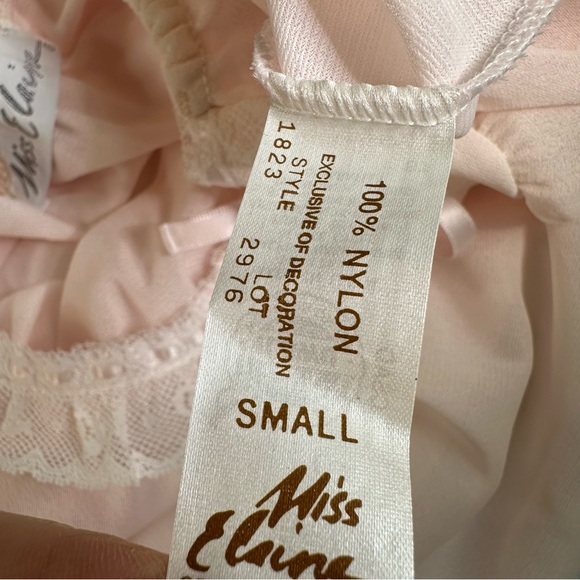 Miss Elaine Vintage ILGWU Pink Nylon Floral Embroidered Nightgown Small S - Picture 9 of 10